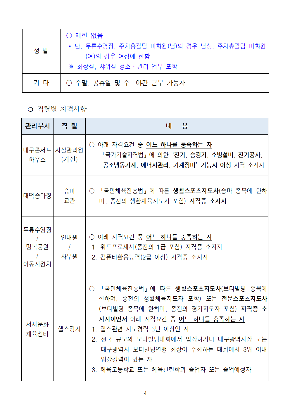 [대구공공시설관리공단] 계약직 신입/경력(안전관리원, 시설관리원 등) 채용